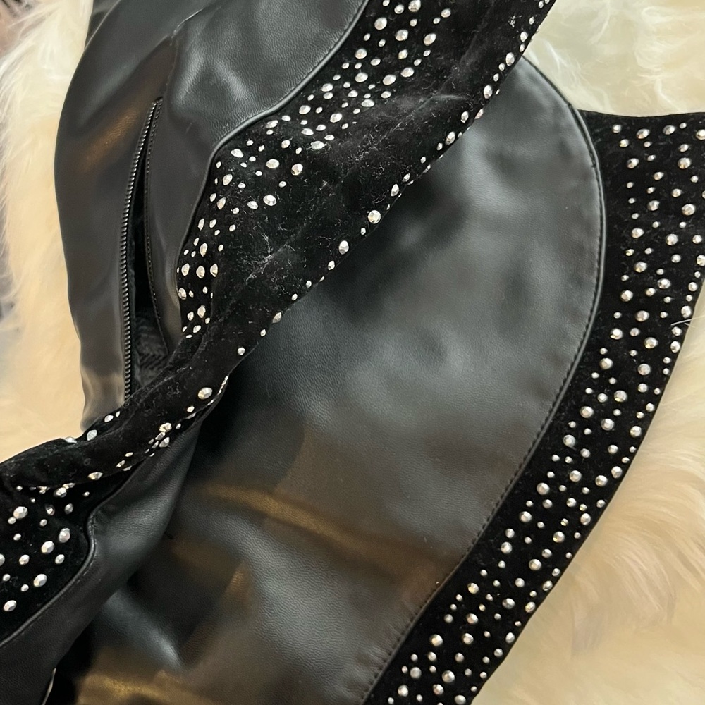 Black studded heel boots